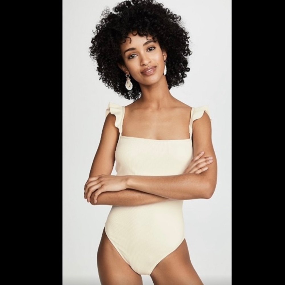 Madewell Ribbed one-piece ruffle swimsuit NWT